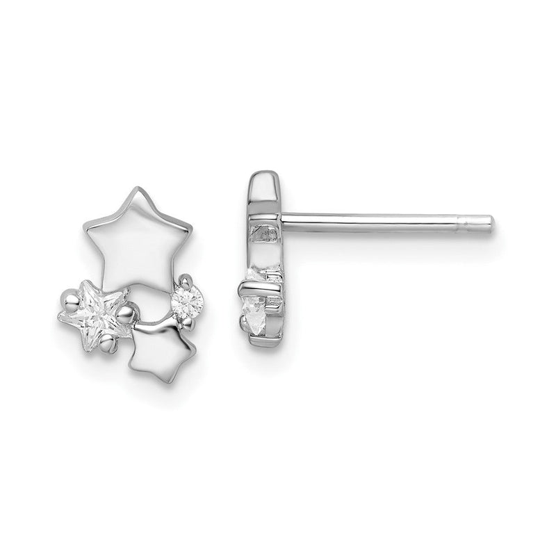 Sterlingsilber Rhodiniert Poliert Zirkonia Sterne Ohrstecker