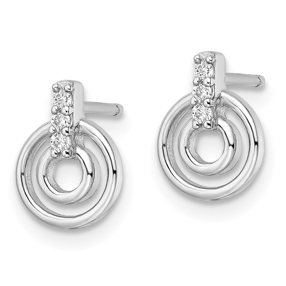 Sterlingsilber Rhodiniert Poliert Zirkonia Kreise Ohrstecker