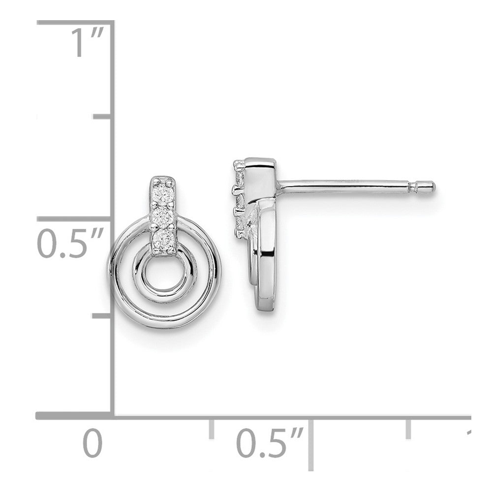 Sterlingsilber Rhodiniert Poliert Zirkonia Kreise Ohrstecker