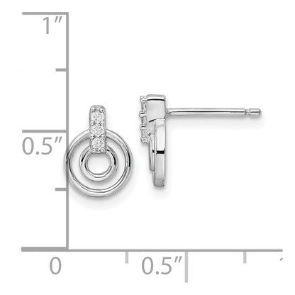 Sterlingsilber Rhodiniert Poliert Zirkonia Kreise Ohrstecker