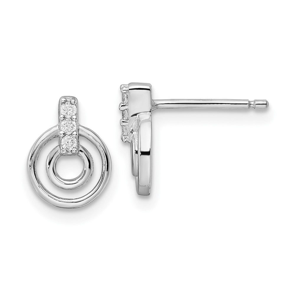 Sterlingsilber Rhodiniert Poliert Zirkonia Kreise Ohrstecker