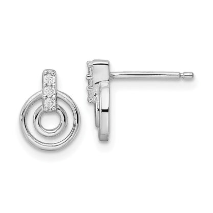 Sterlingsilber Rhodiniert Poliert Zirkonia Kreise Ohrstecker