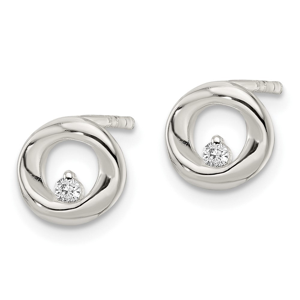 Sterlingsilber Poliert Zirkonia Kreis Ohrstecker