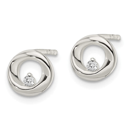 Sterlingsilber Poliert Zirkonia Kreis Ohrstecker