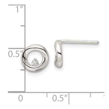 Sterlingsilber Poliert Zirkonia Kreis Ohrstecker