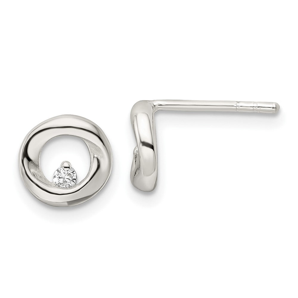 Sterlingsilber Poliert Zirkonia Kreis Ohrstecker