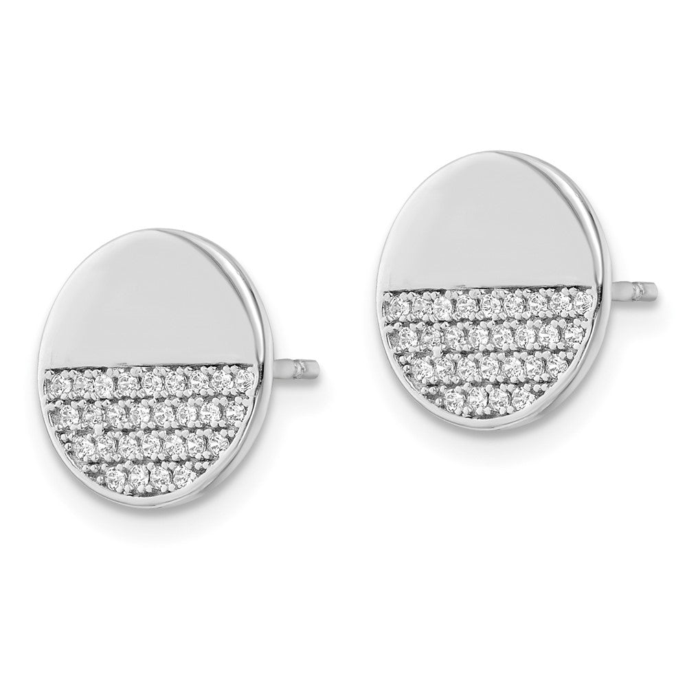 Sterlingsilber Rhodiniert Poliert Zirkonia Plättchen Ohrstecker
