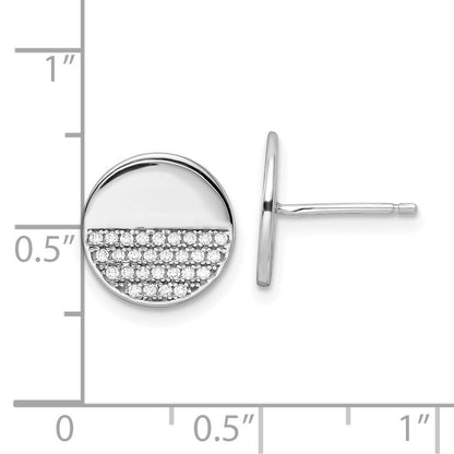 Sterlingsilber Rhodiniert Poliert Zirkonia Plättchen Ohrstecker