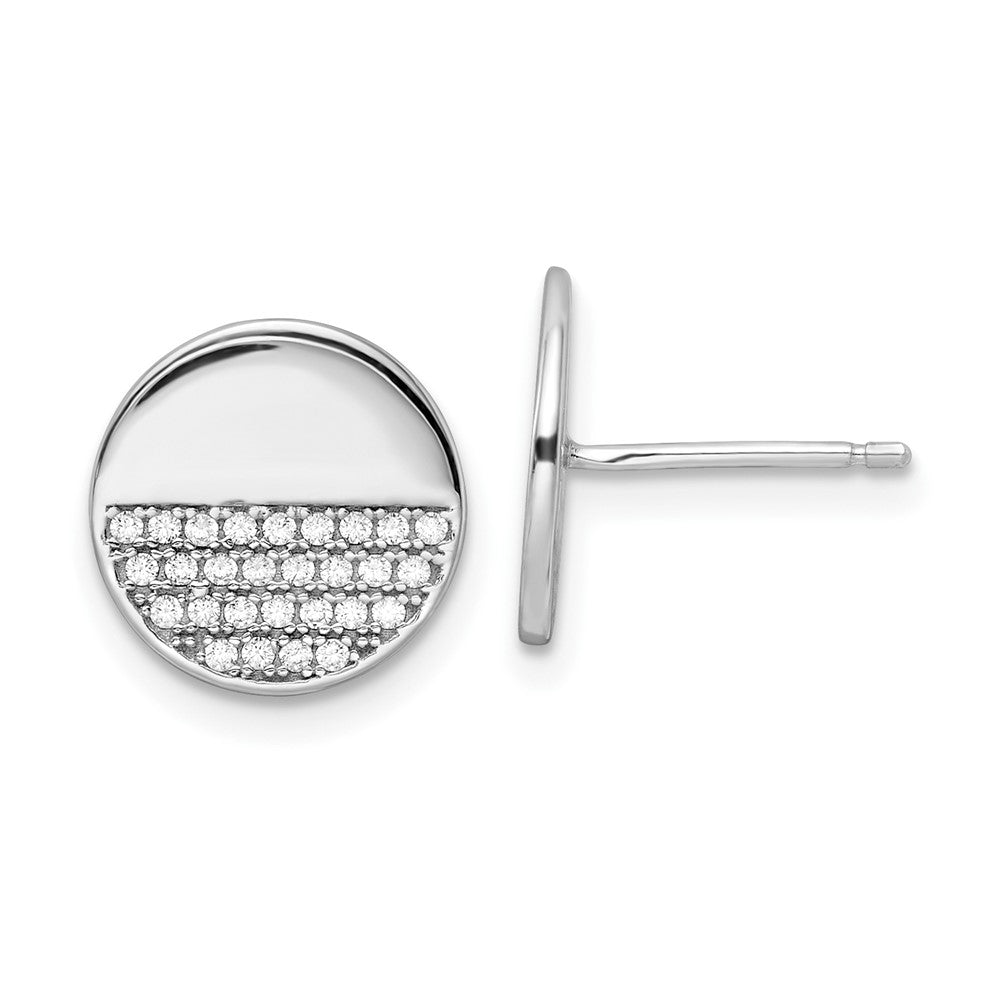 Sterlingsilber Rhodiniert Poliert Zirkonia Plättchen Ohrstecker