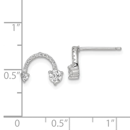 Sterlingsilber Rhodiniert Poliert Zirkonia Halb Kreis Ohrstecker