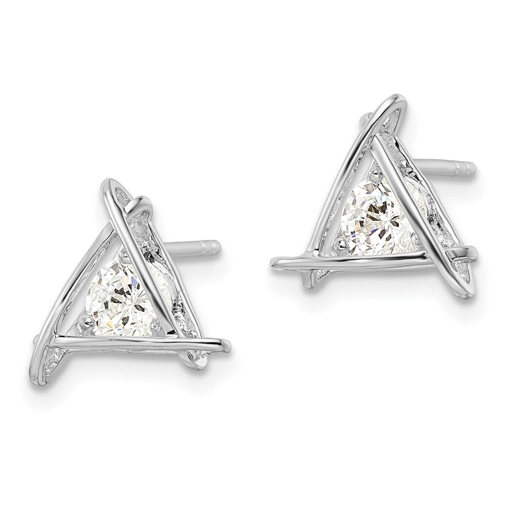 Sterlingsilber Rhodiniert Dreieck Zirkonia Ohrstecker