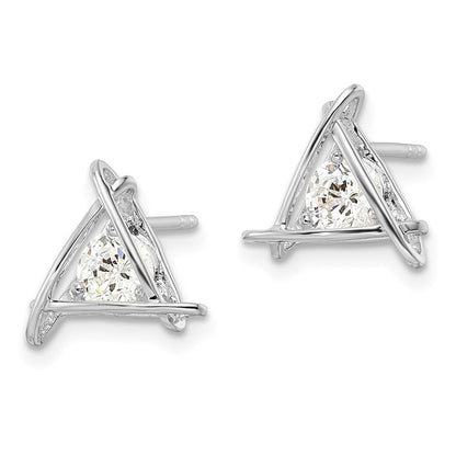 Sterlingsilber Rhodiniert Dreieck Zirkonia Ohrstecker