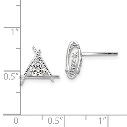 Sterlingsilber Rhodiniert Dreieck Zirkonia Ohrstecker