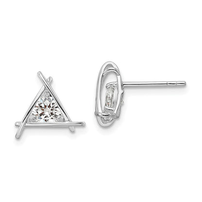 Sterlingsilber Rhodiniert Dreieck Zirkonia Ohrstecker