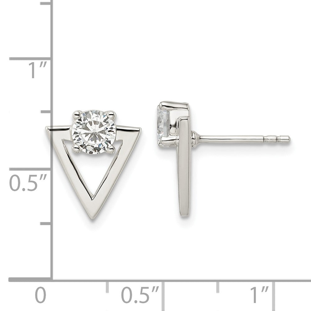 Sterlingsilber Poliert Zirkonia Dreieck Ohrstecker