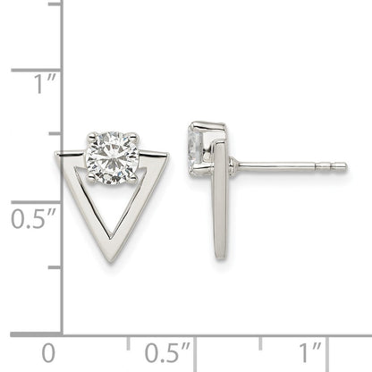 Sterlingsilber Poliert Zirkonia Dreieck Ohrstecker