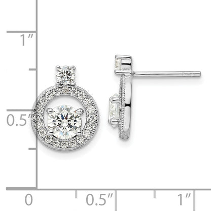 Sterlingsilber Rhodiniert Poliert Zirkonia Heiligenschein Kreis Ohrstecker
