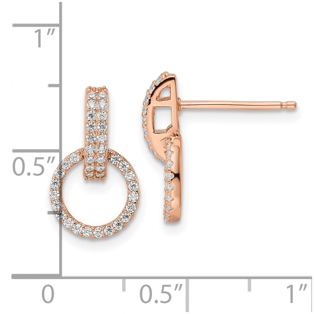 Sterlingsilber Roséfarben Poliert Zirkonia Kreis Stecker Ohrhänger