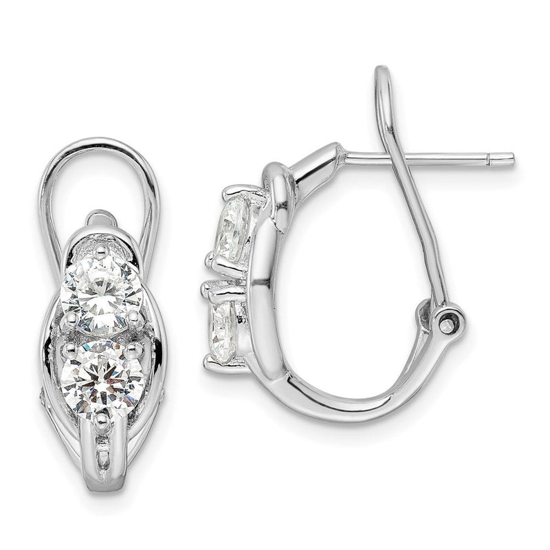 Sterlingsilber Rhodiniert Poliert Zirkonia Omega Rückseite J- Creolen