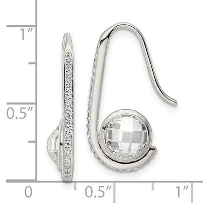 Sterlingsilber Poliert Schachbrett Zirkonia Ohrhänger