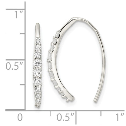 Sterlingsilber Poliert Zirkonia Durchzieher-Ohrringe