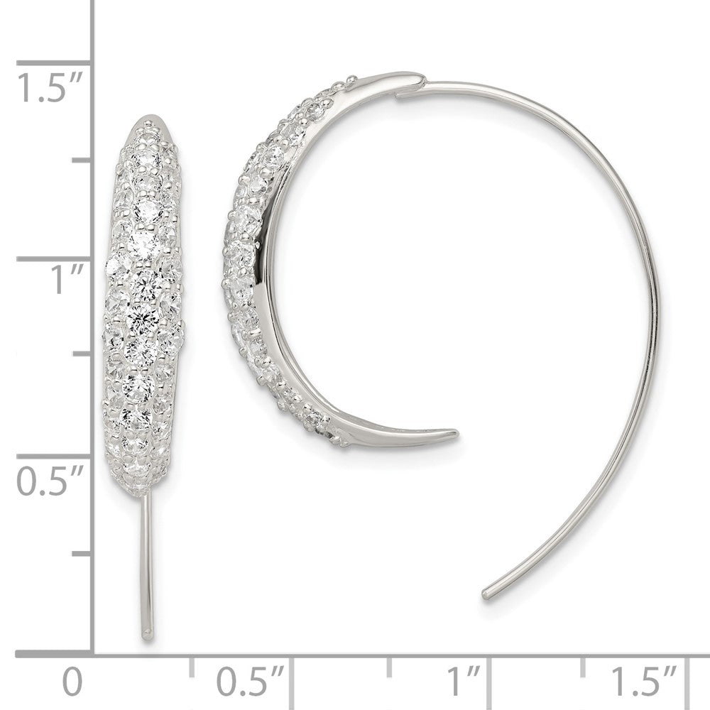 Sterlingsilber Poliert Zirkonia Durchzieher-Ohrringe