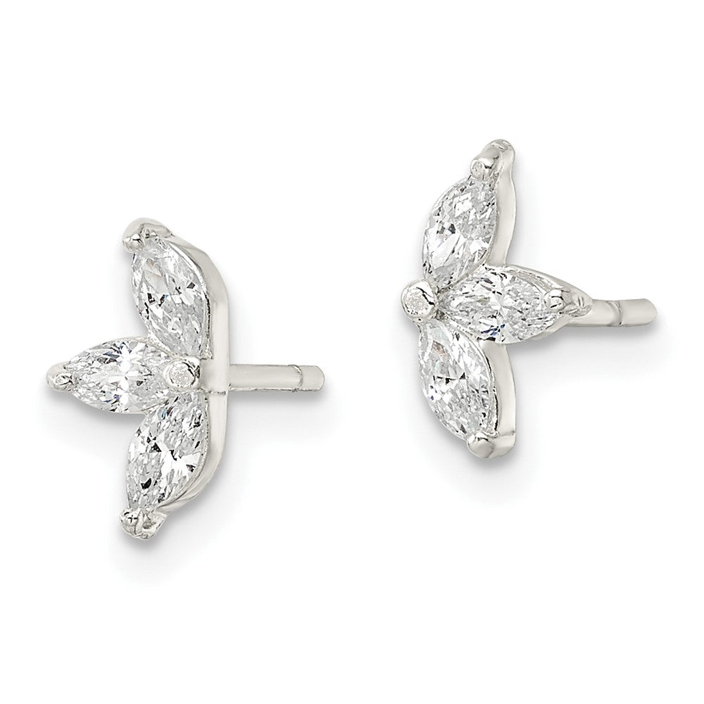 Sterlingsilber Poliert Marquise Zirkonia Blume Ohrstecker