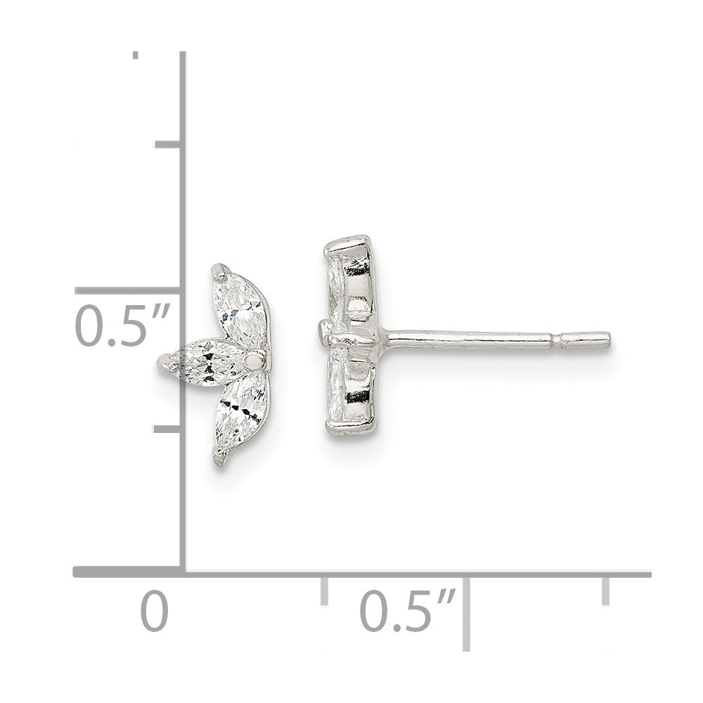 Sterlingsilber Poliert Marquise Zirkonia Blume Ohrstecker