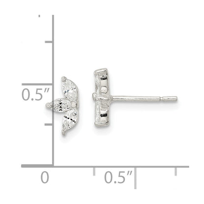 Sterlingsilber Poliert Marquise Zirkonia Blume Ohrstecker