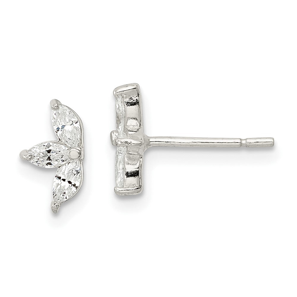 Sterlingsilber Poliert Marquise Zirkonia Blume Ohrstecker