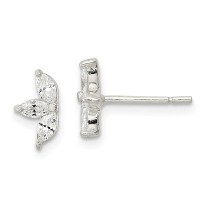 Sterlingsilber Poliert Marquise Zirkonia Blume Ohrstecker