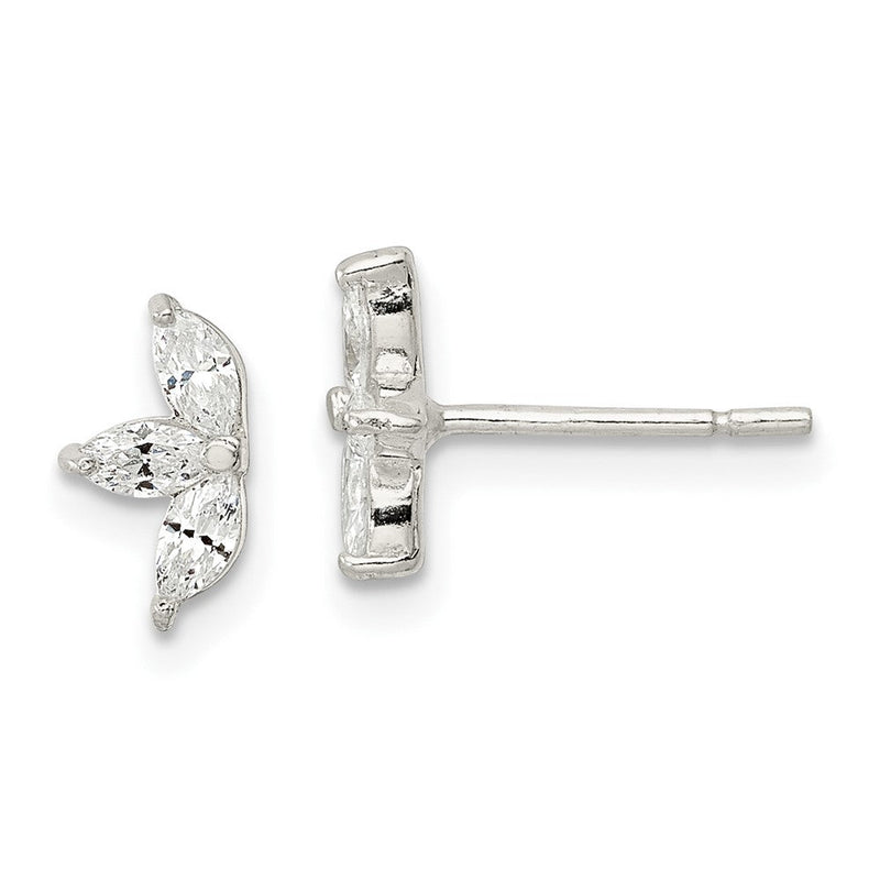 Sterlingsilber Poliert Marquise Zirkonia Blume Ohrstecker