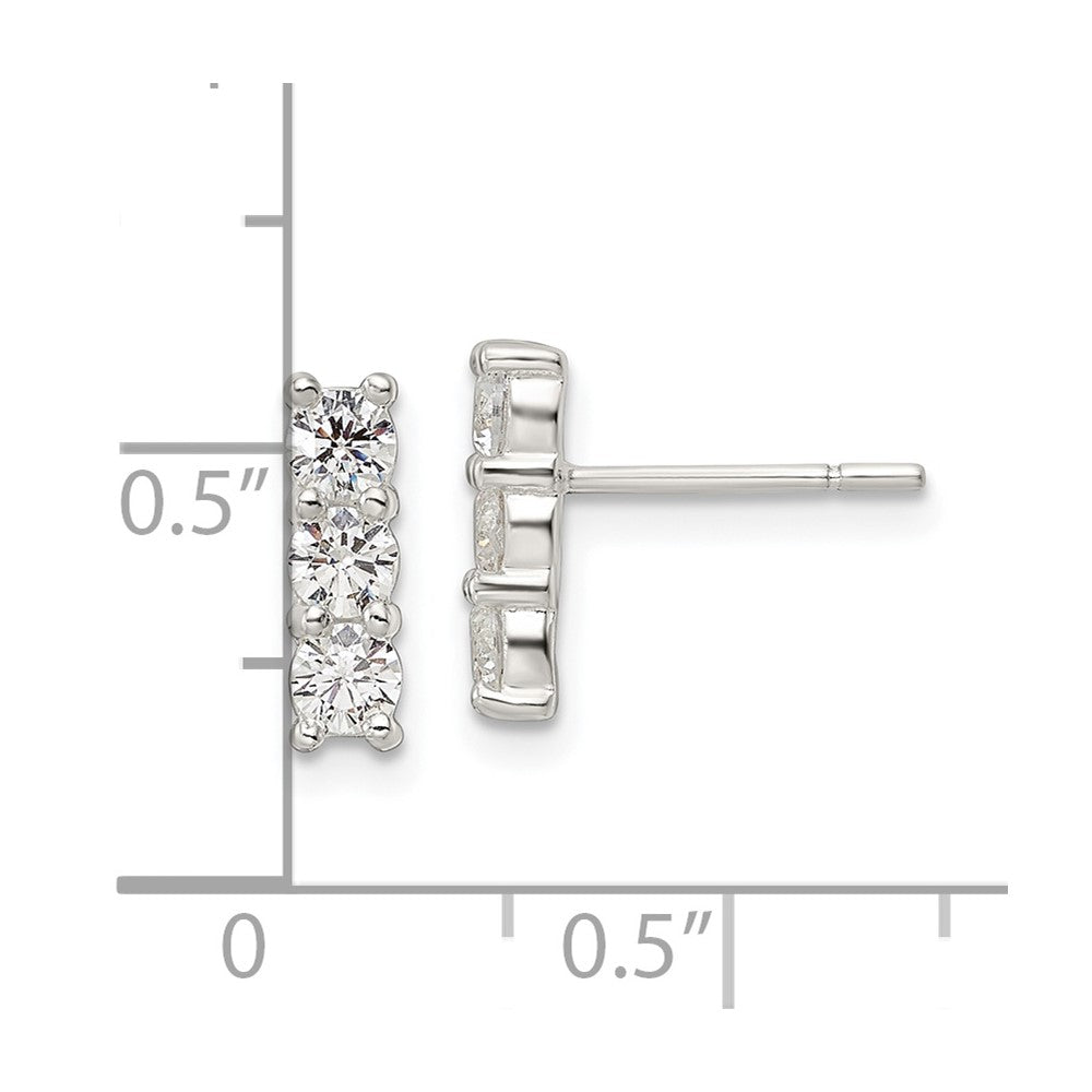Sterlingsilber Poliert Drei Zirkonia Ohrstecker