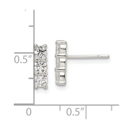 Sterlingsilber Poliert Drei Zirkonia Ohrstecker