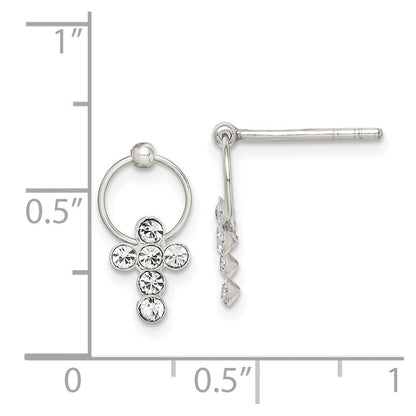 Sterlingsilber Poliert Zirkonia Kreuz Kreis Stecker Ohrhänger