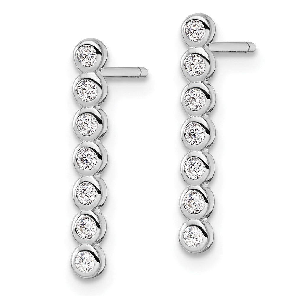 Sterlingsilber Rhodiniert Poliert Seven Zirkonia Zargenfassung Ohrstecker