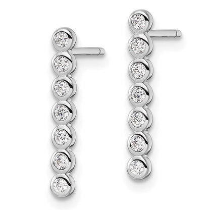 Sterlingsilber Rhodiniert Poliert Seven Zirkonia Zargenfassung Ohrstecker