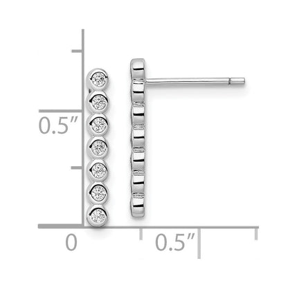 Sterlingsilber Rhodiniert Poliert Seven Zirkonia Zargenfassung Ohrstecker