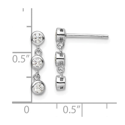 Sterlingsilber Rhodiniert Poliert Drei Zirkonia Stecker Ohrhänger