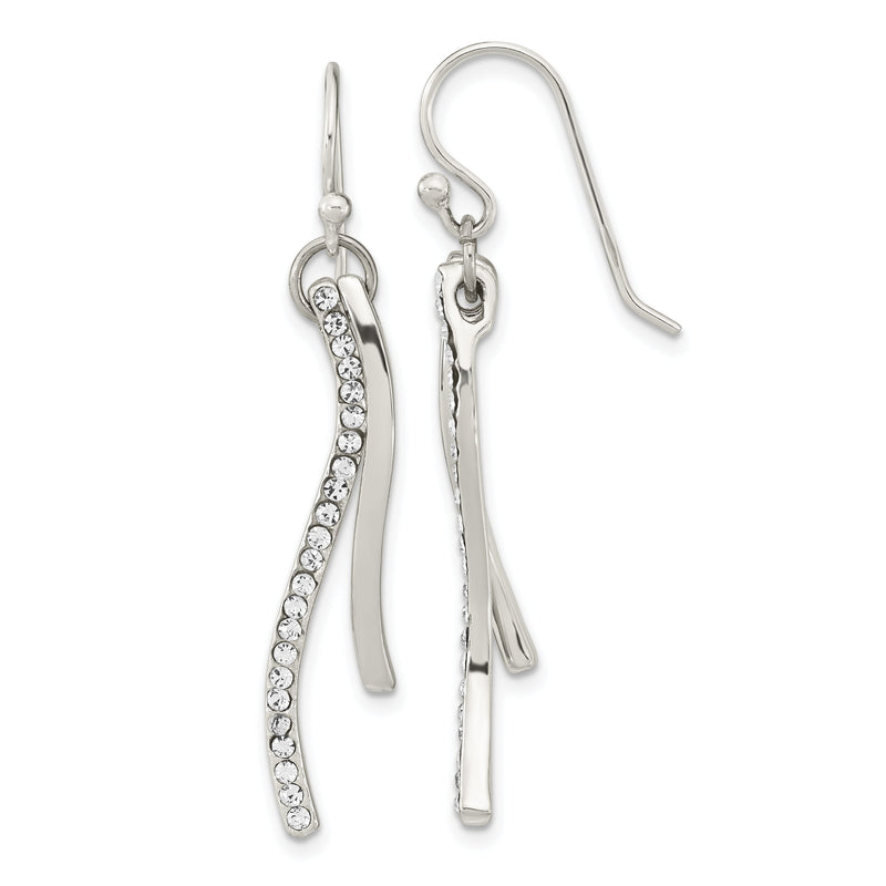 Sterlingsilber Poliert Zirkonia Gewellt Stab Hängend Shephard Haken Ohrringe