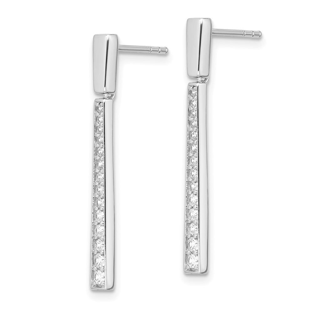 Sterlingsilber Rhodiniert Poliert Zirkonia Verjüngt Stecker Ohrhänger