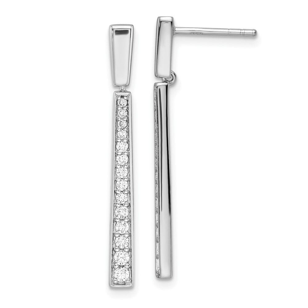 Sterlingsilber Rhodiniert Poliert Zirkonia Verjüngt Stecker Ohrhänger