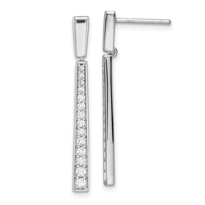 Sterlingsilber Rhodiniert Poliert Zirkonia Verjüngt Stecker Ohrhänger