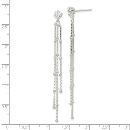 Sterlingsilber Poliert Zirkonia & Gekugelt Kette Stecker Ohrhänger