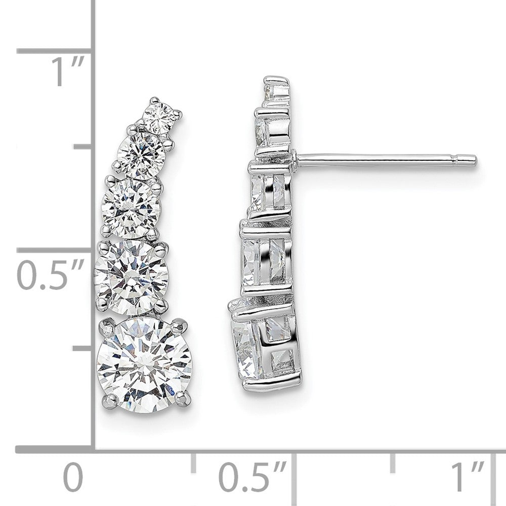 Sterlingsilber Rhodiniert Poliert Abgestuft Zirkonia Ohrstecker