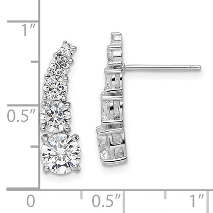 Sterlingsilber Rhodiniert Poliert Abgestuft Zirkonia Ohrstecker