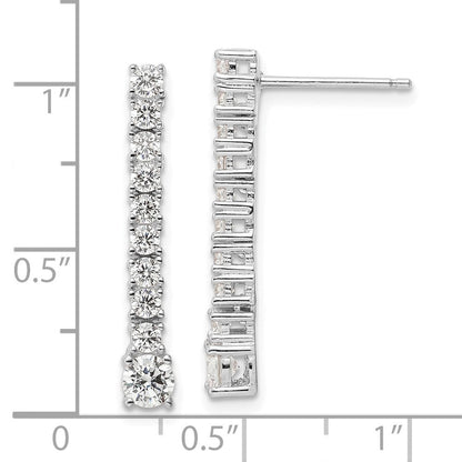 Sterlingsilber Rhodiniert Poliert Zirkonia Stecker Ohrhänger