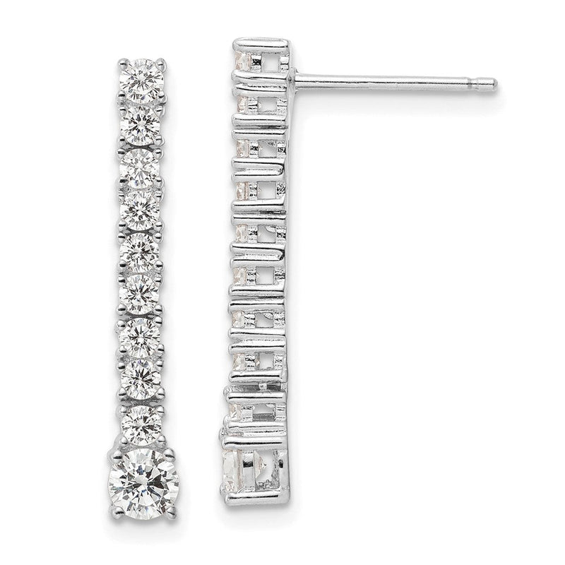 Sterlingsilber Rhodiniert Poliert Zirkonia Stecker Ohrhänger