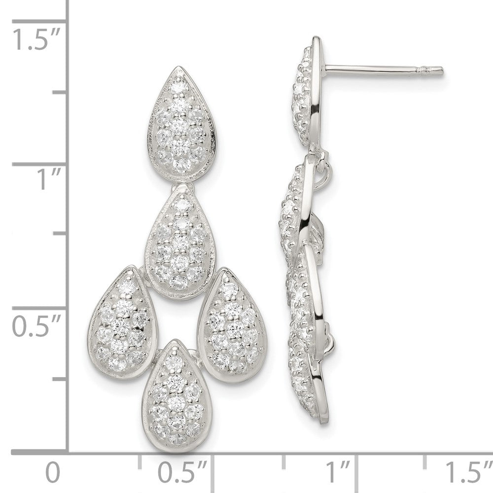 Sterlingsilber Zirkonia Chandelier Hängend Ohrstecker