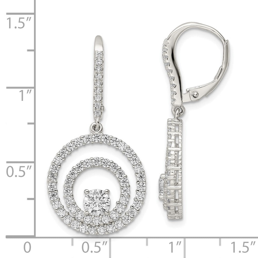 Sterlingsilber Rhodiniert Poliert Zirkonia Kreise Ohrhänger mit Brisur